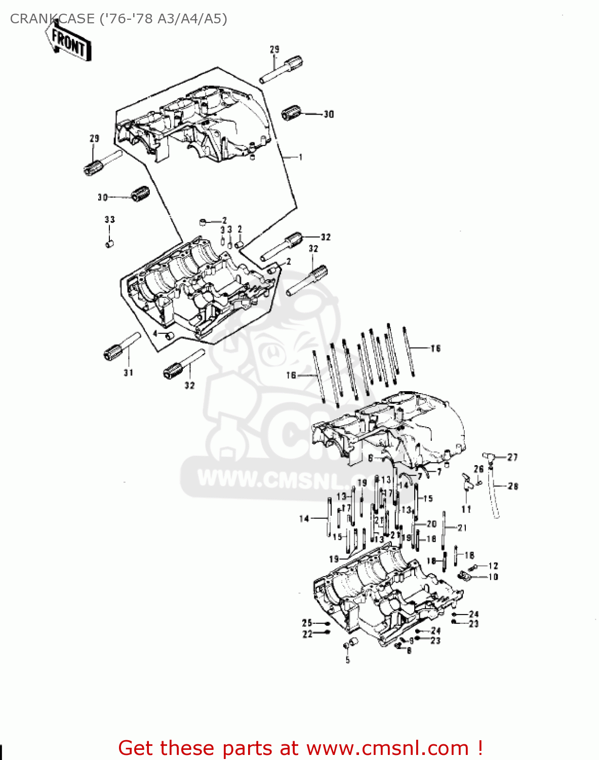 CRANKCASE ('76-'78 A3/A4/A5) KH400A5 1978 USA CANADA