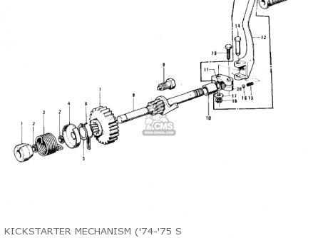 KICKSTARTER MECHANISM ('74-'75 S - KH400A5 1978 USA CANADA
