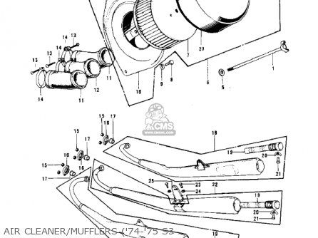 AIR CLEANER/MUFFLERS ('74-'75 S3 - KH400A5 1978 USA CANADA