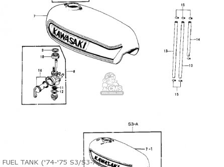 FUEL TANK ('74-'75 S3/S3-A) - KH400A5 1978 USA CANADA
