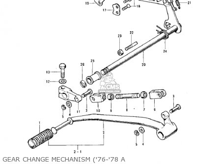 GEAR CHANGE MECHANISM ('76-'78 A - KH400A5 1978 USA CANADA