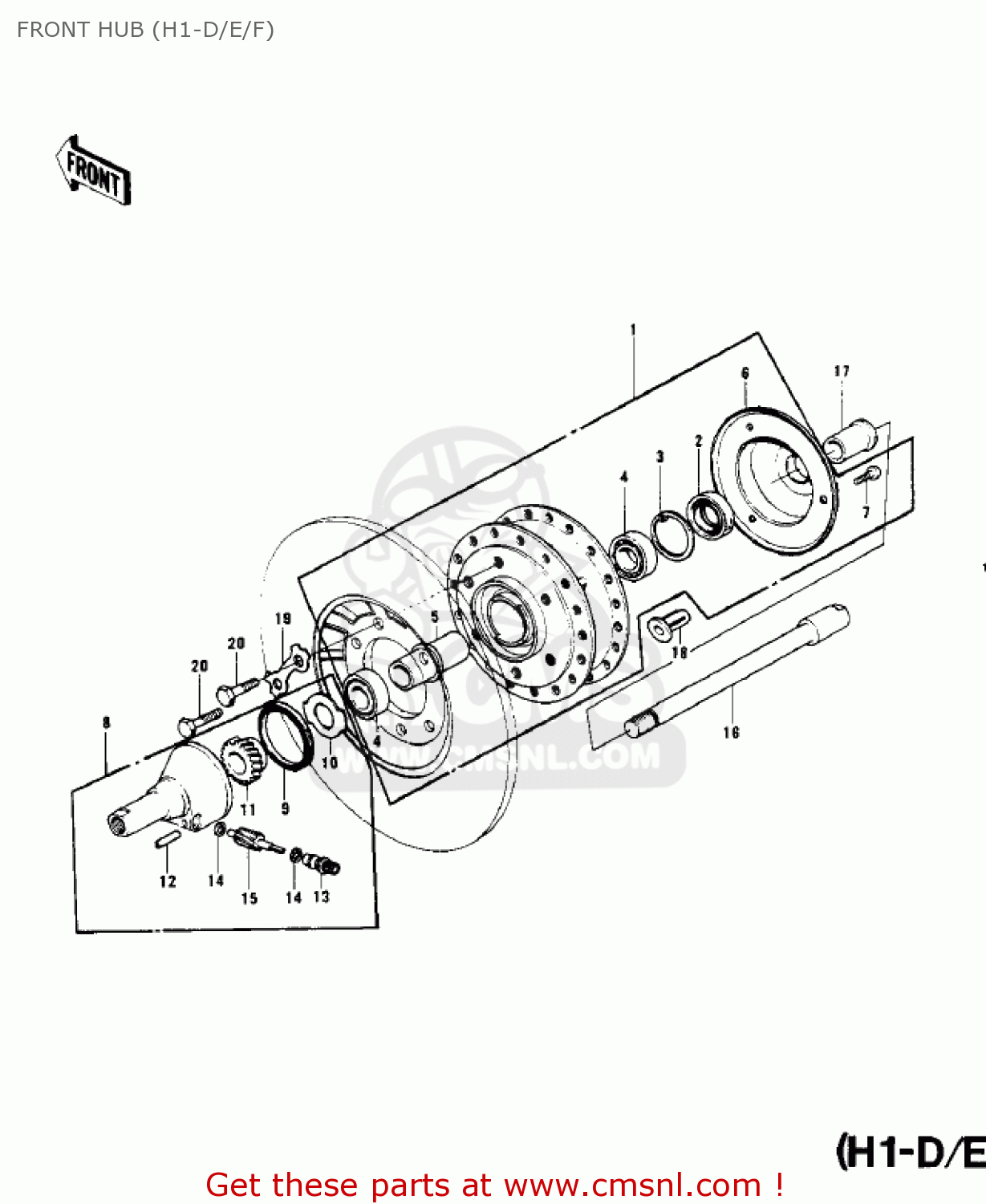 FRONT HUB (H1-D/E/F) KH500A8 1976 CANADA