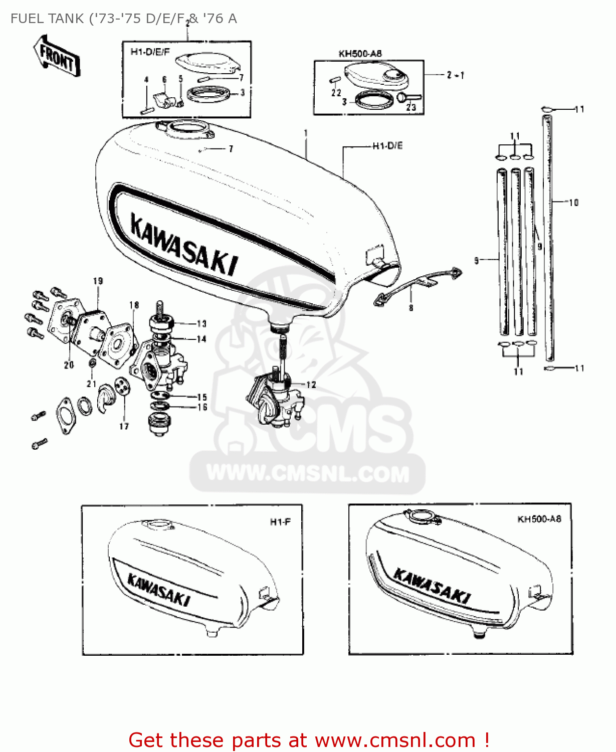 FUEL TANK ('73-'75 D/E/F & '76 A KH500A8 1976 CANADA
