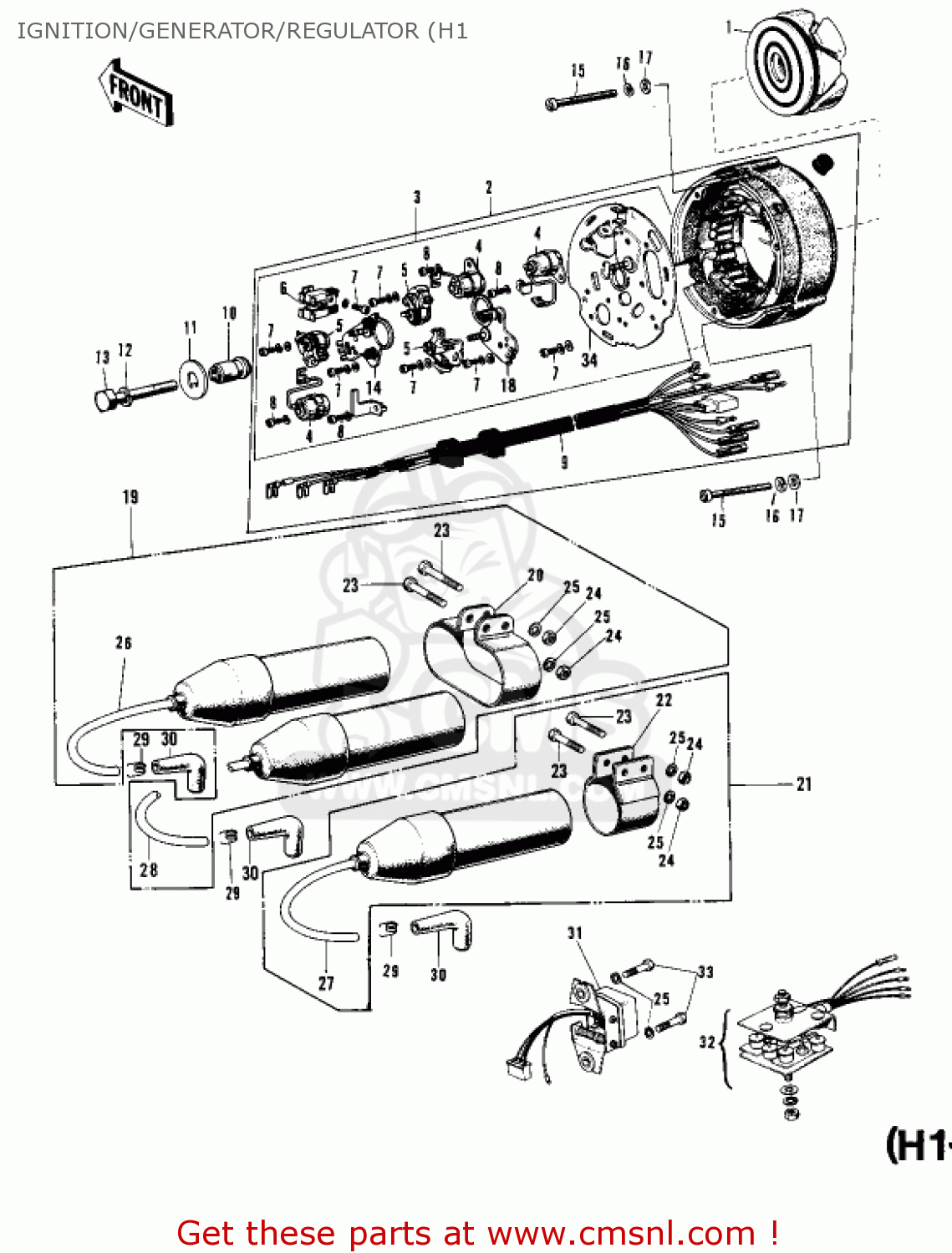 IGNITION/GENERATOR/REGULATOR (H1 KH500A8 1976 CANADA