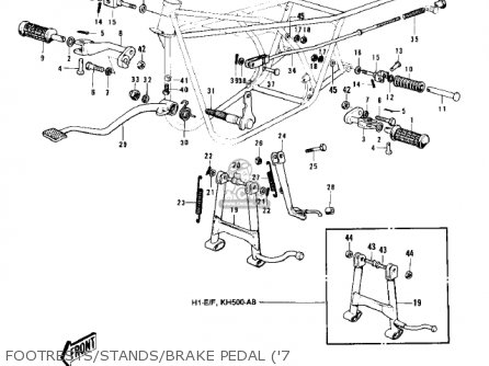 FOOTRESTS/STANDS/BRAKE PEDAL ('7 - KH500A8 1976 CANADA