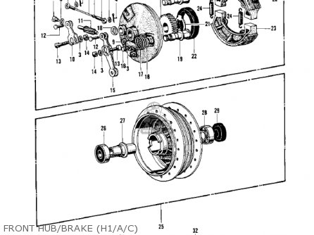 FRONT HUB/BRAKE (H1/A/C) - KH500A8 1976 CANADA