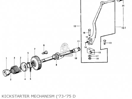 KICKSTARTER MECHANISM ('73-'75 D - KH500A8 1976 CANADA