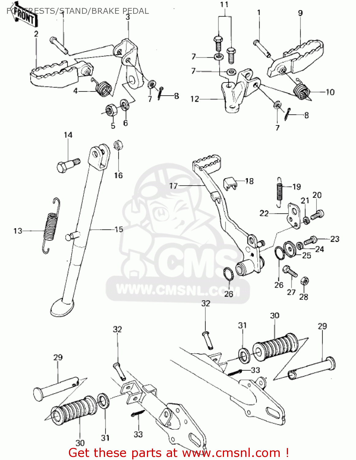 FOOTRESTS/STAND/BRAKE PEDAL KL250A1 KLR250 1978 CANADA