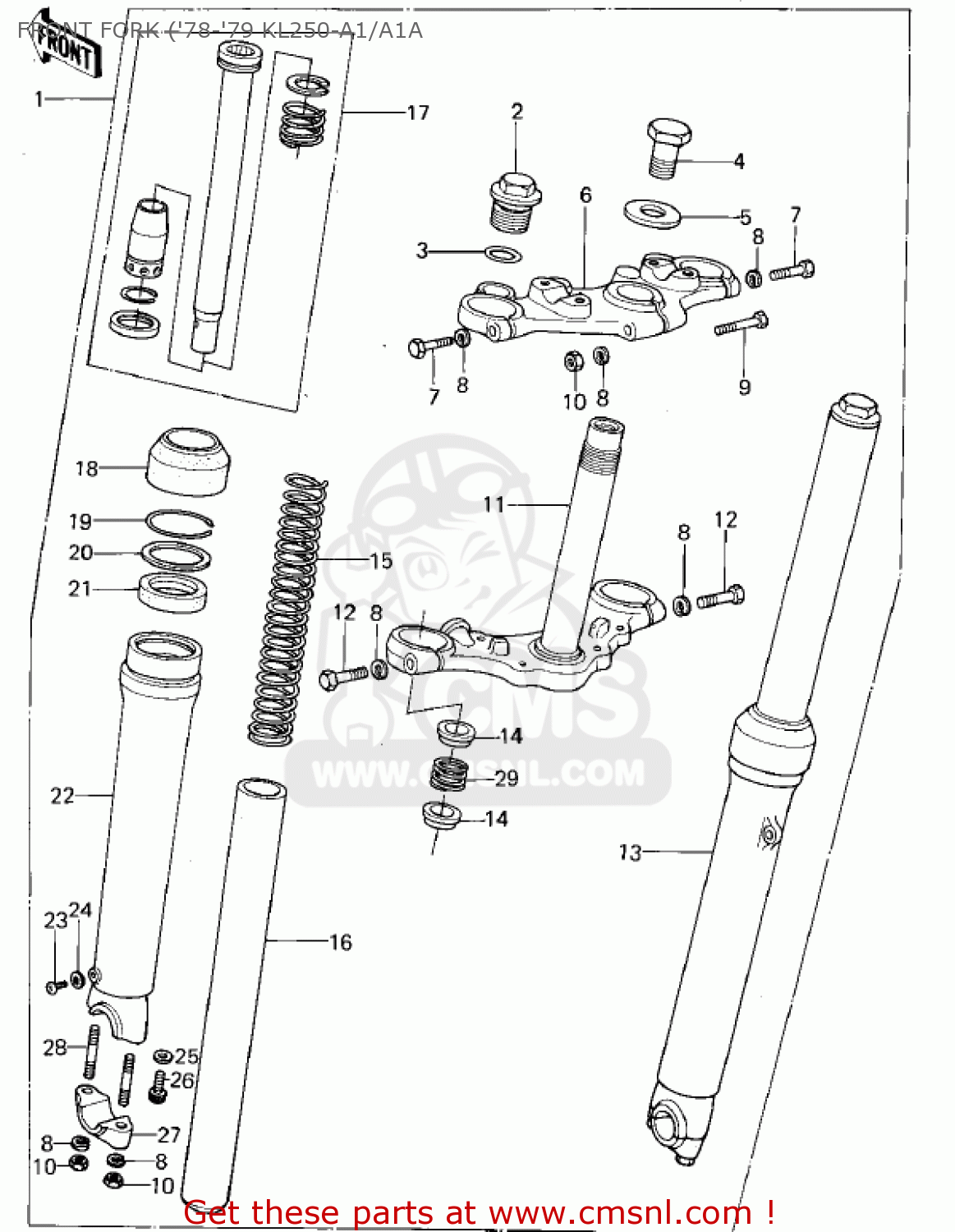 FRONT FORK ('78-'79 KL250-A1/A1A KL250A1 KLR250 1978 CANADA