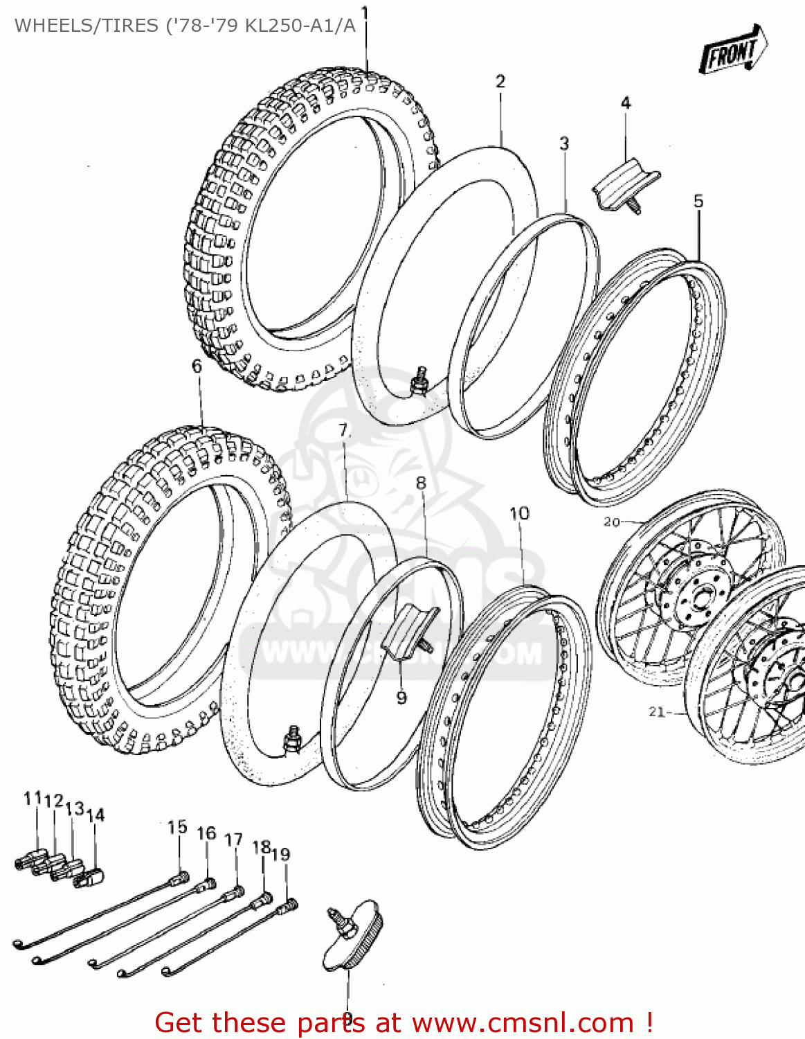 WHEELS/TIRES ('78-'79 KL250-A1/A KL250A1 KLR250 1978 CANADA