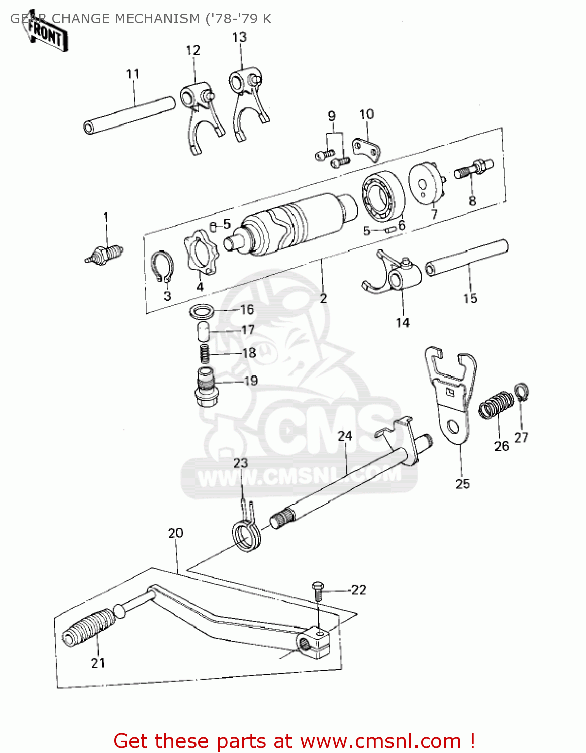 GEAR CHANGE MECHANISM ('78-'79 K KL250A1 KLR250 1978 CANADA