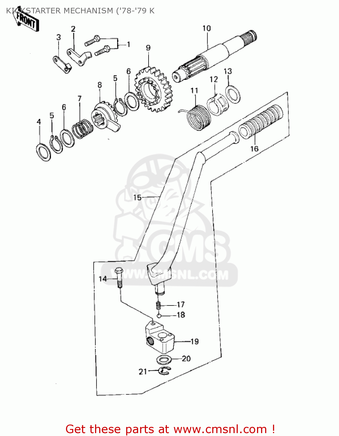 KICKSTARTER MECHANISM ('78-'79 K KL250A1 KLR250 1978 CANADA