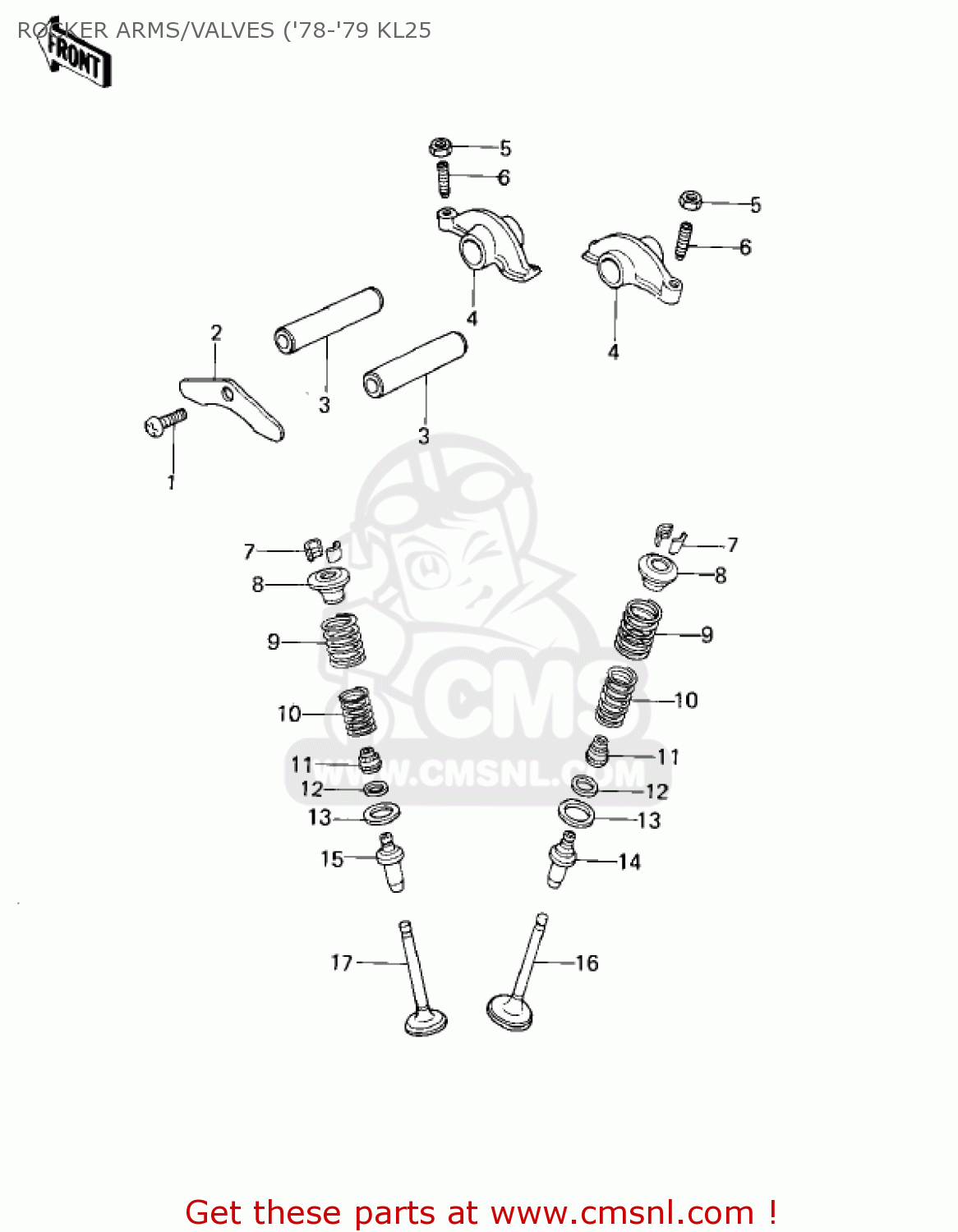 ROCKER ARMS/VALVES ('78-'79 KL25 KL250A1 KLR250 1978 CANADA