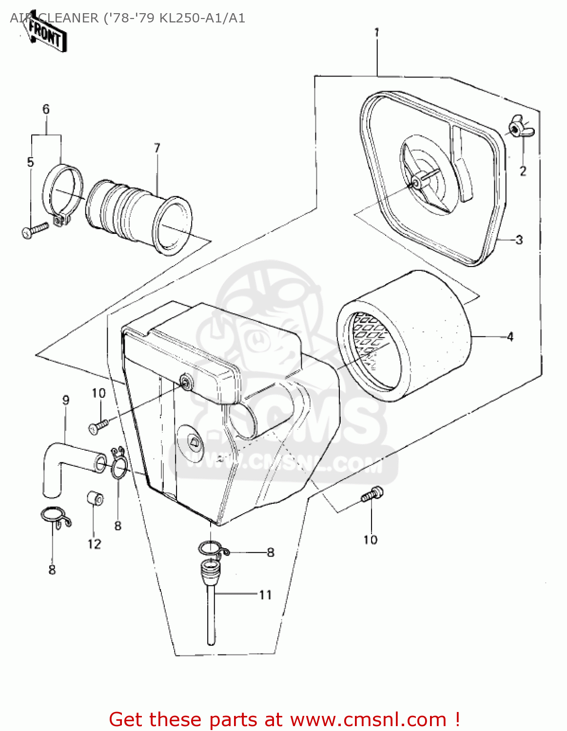 AIR CLEANER ('78-'79 KL250-A1/A1 KL250A1 KLR250 1978 CANADA