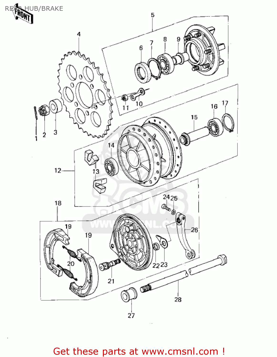 REAR HUB/BRAKE KL250A1A KLR250 1978 CANADA