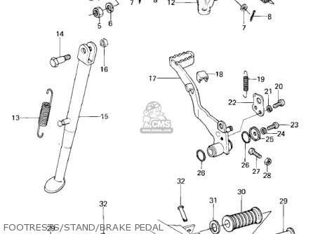 FOOTRESTS/STAND/BRAKE PEDAL - KL250A1A KLR250 1978 CANADA