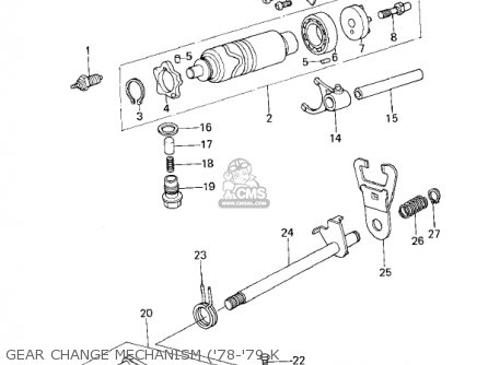 GEAR CHANGE MECHANISM ('78-'79 K - KL250A1A KLR250 1978 CANADA