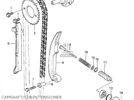 CAMSHAFT/CHAIN/TENSIONER - KL250A1A KLR250 1978 CANADA