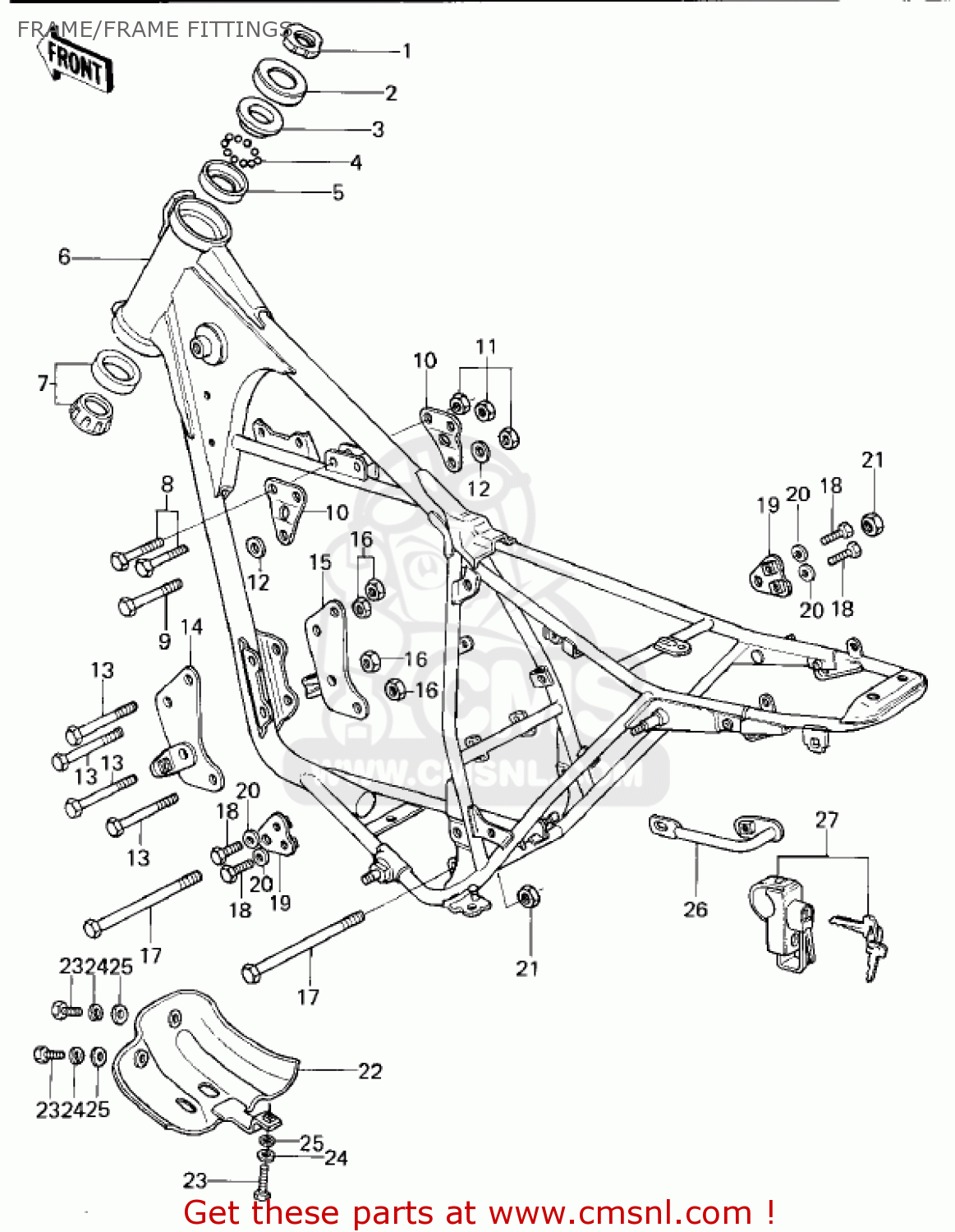 FRAME/FRAME FITTINGS KL250A2 KLR250 1979 CANADA