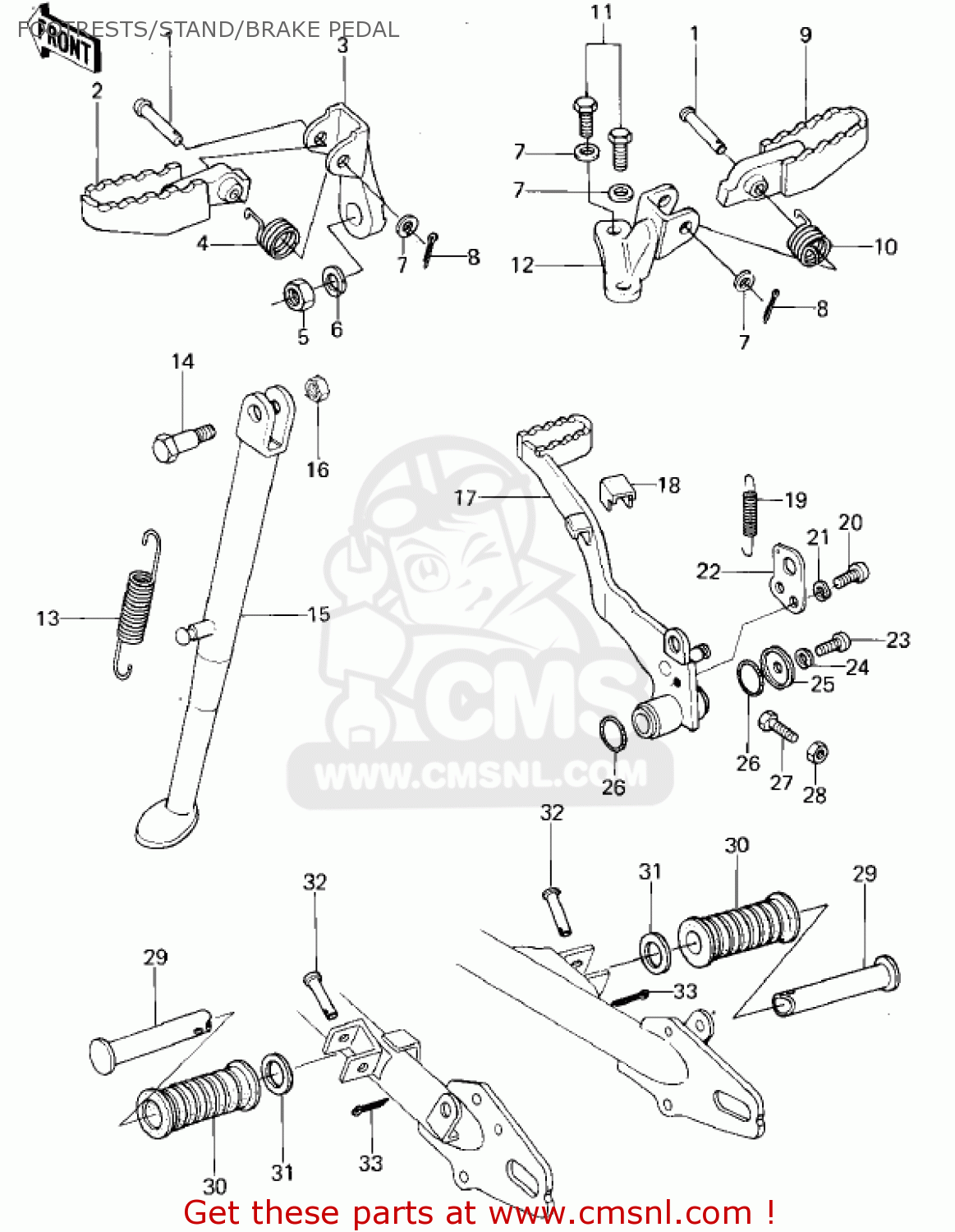 FOOTRESTS/STAND/BRAKE PEDAL KL250A2 KLR250 1979 CANADA