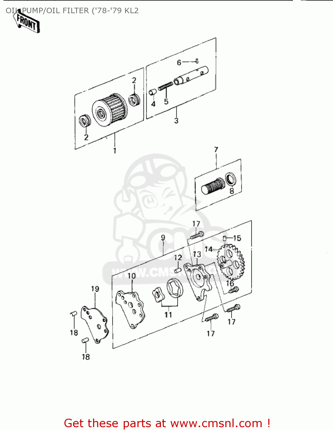OIL PUMP/OIL FILTER ('78-'79 KL2 KL250A2 KLR250 1979 CANADA