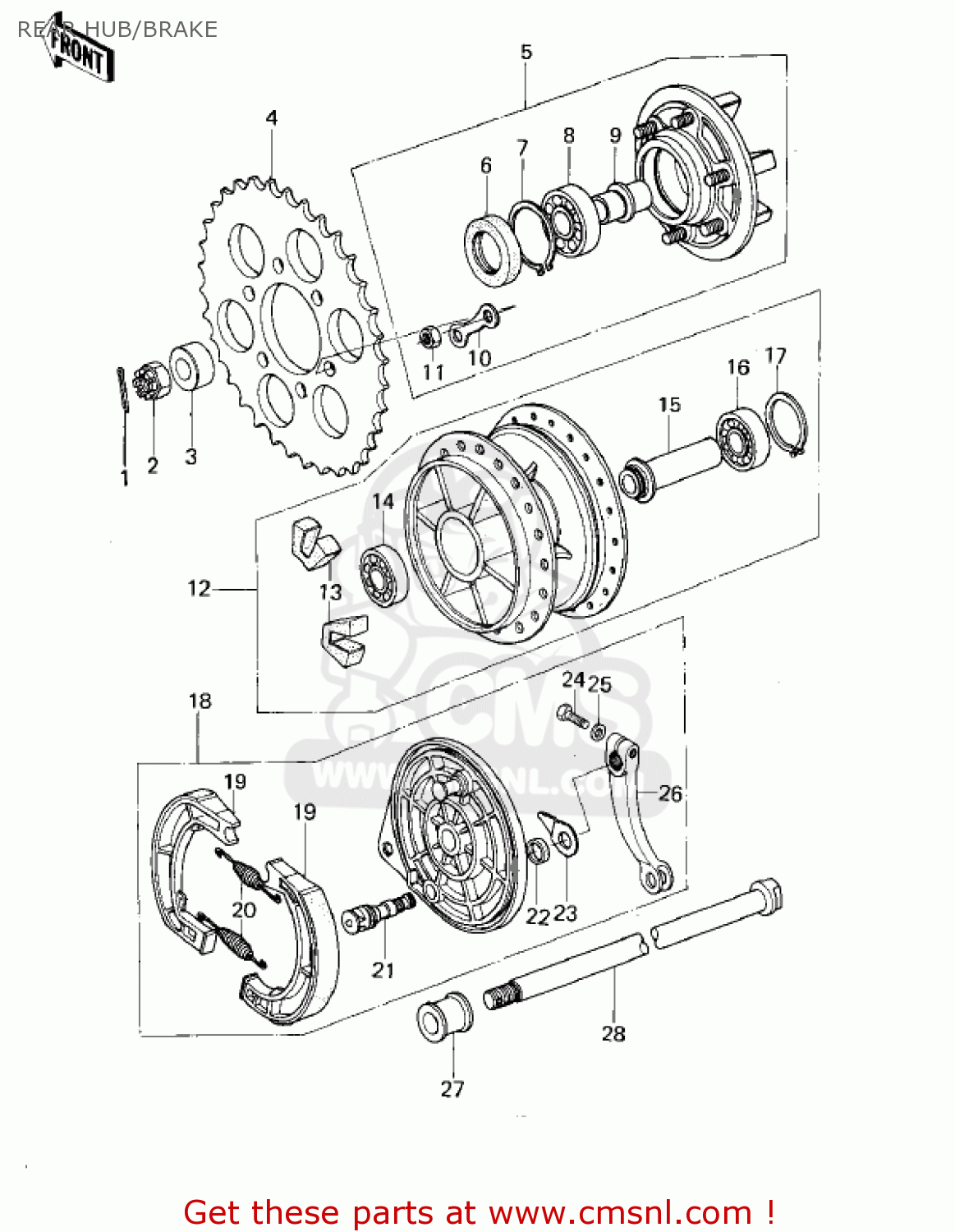 REAR HUB/BRAKE KL250A2 KLR250 1979 CANADA