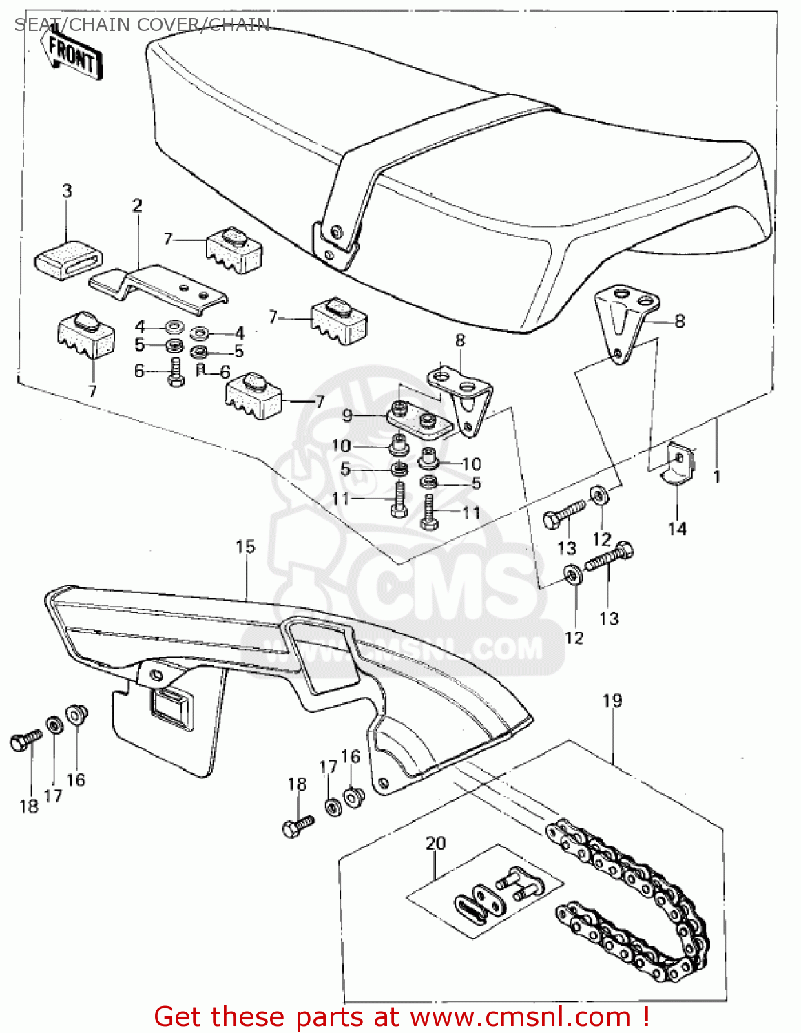 SEAT/CHAIN COVER/CHAIN KL250A2 KLR250 1979 CANADA