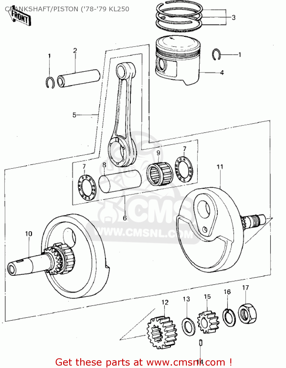 CRANKSHAFT/PISTON ('78-'79 KL250 KL250A2 KLR250 1979 CANADA