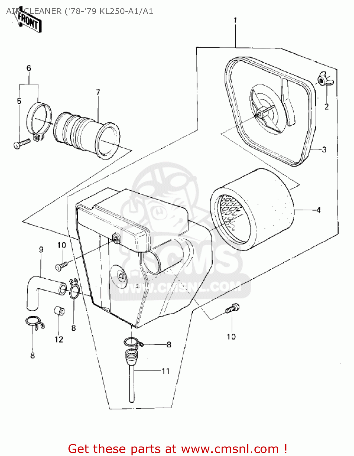 AIR CLEANER ('78-'79 KL250-A1/A1 KL250A2 KLR250 1979 CANADA