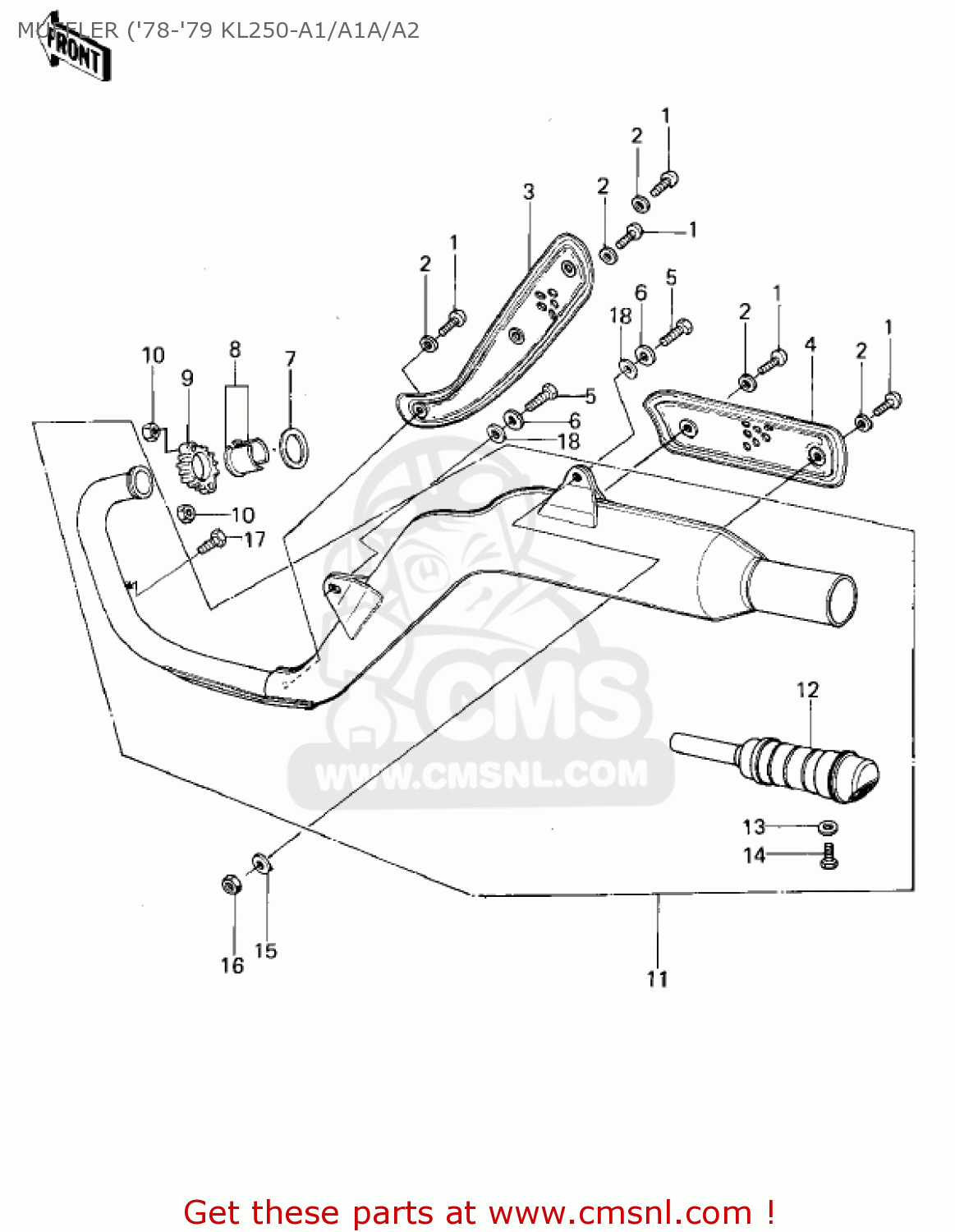 MUFFLER ('78-'79 KL250-A1/A1A/A2 KL250A2 KLR250 1979 CANADA