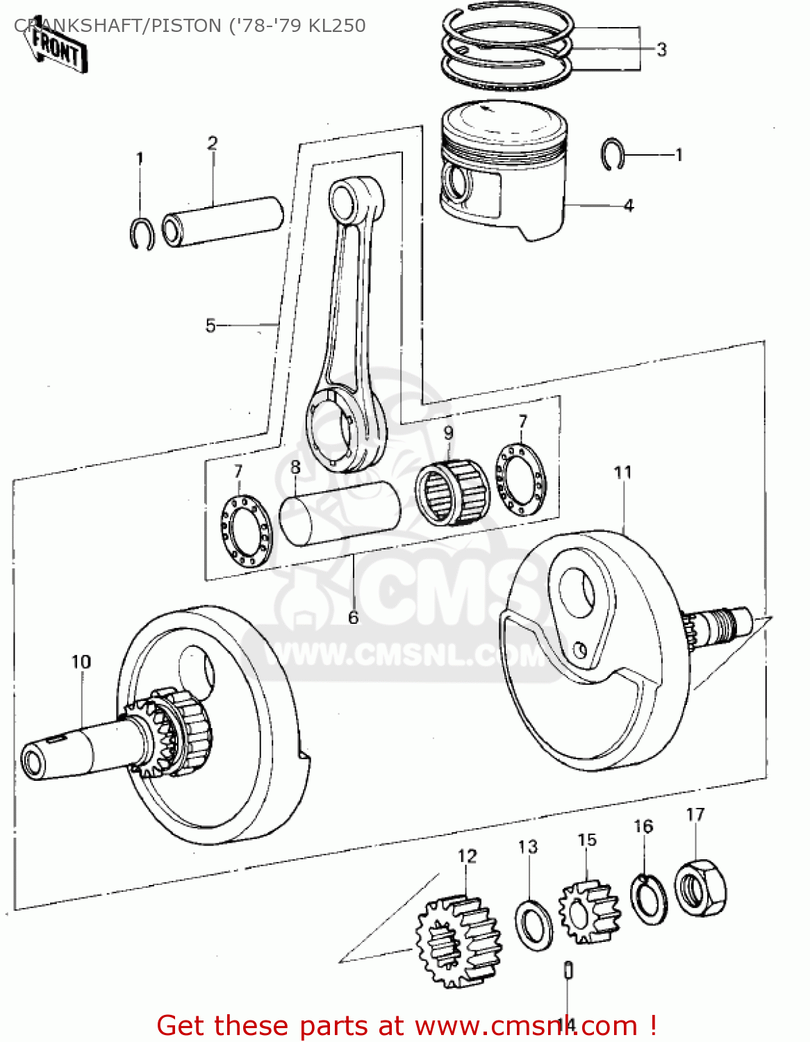 Kawasaki KL250A3 KLR250 1980 CANADA CRANKSHAFT/PISTON ('78-'79 KL250 ...