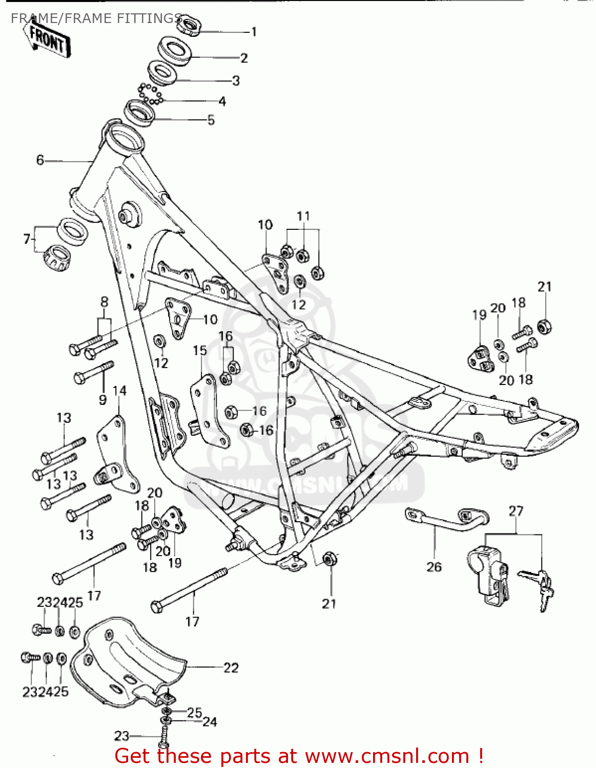 FRAME/FRAME FITTINGS KL250A3 KLR250 1980 CANADA