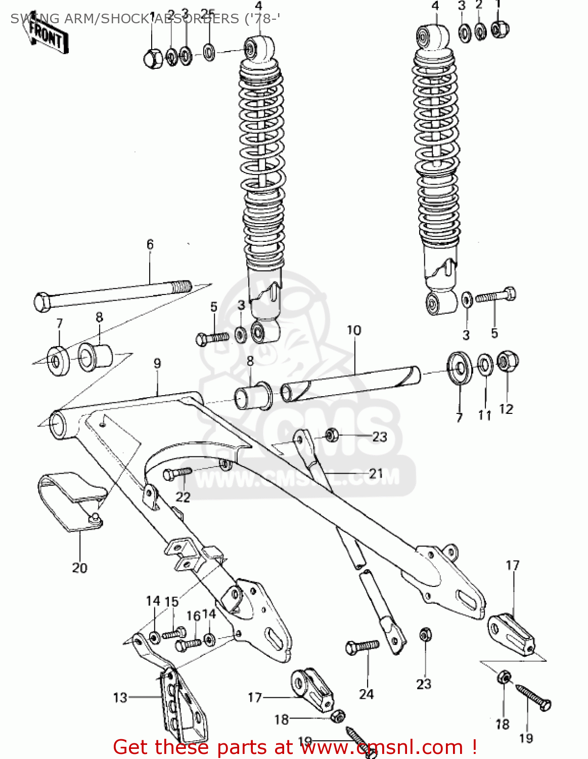SWING ARM/SHOCK ABSORBERS ('78-' KL250A3 KLR250 1980 CANADA