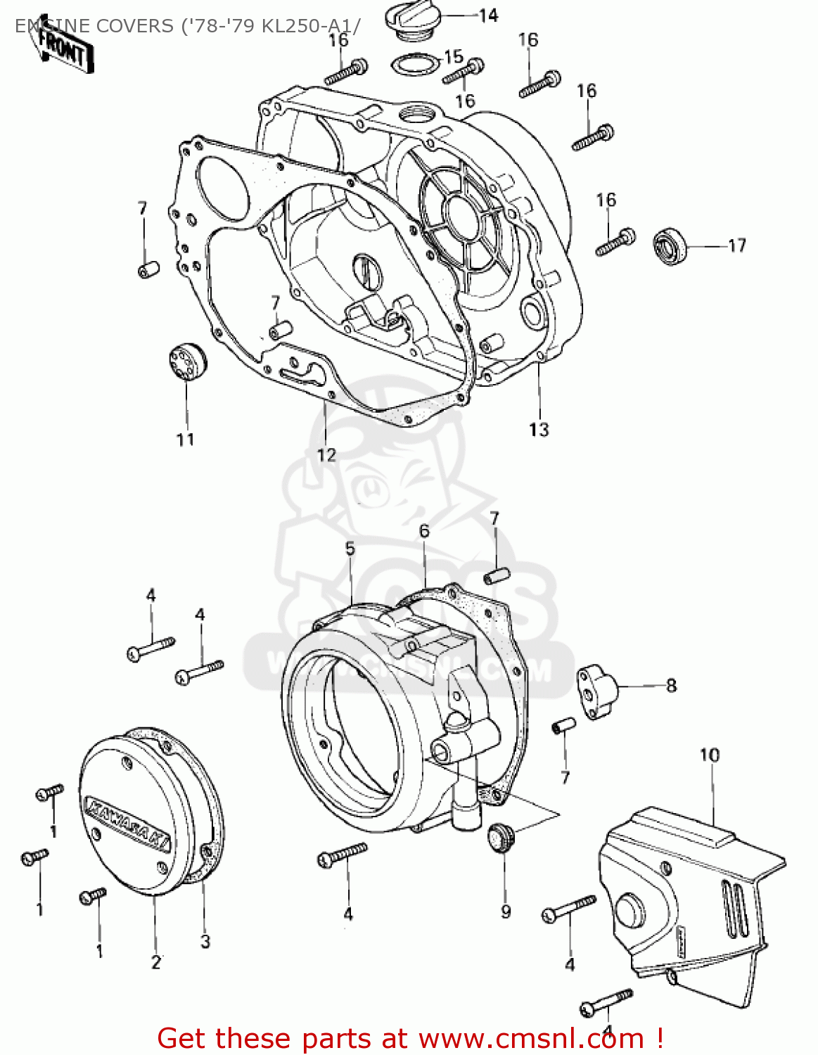 ENGINE COVERS ('78-'79 KL250-A1/ KL250A3 KLR250 1980 CANADA