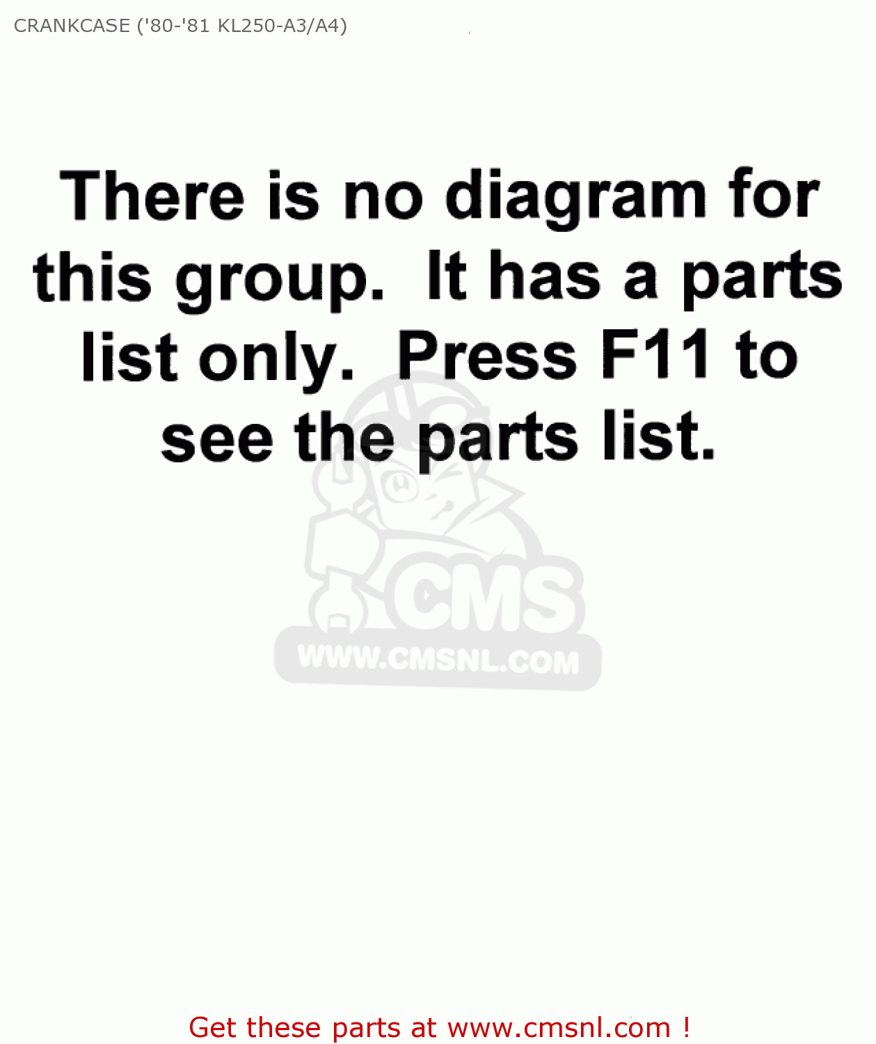 Kawasaki KL250A4 KLR250 1981 CANADA CRANKCASE ('80-'81 KL250-A3/A4) - buy  original CRANKCASE ('80-'81 KL250-A3/A4) spares online