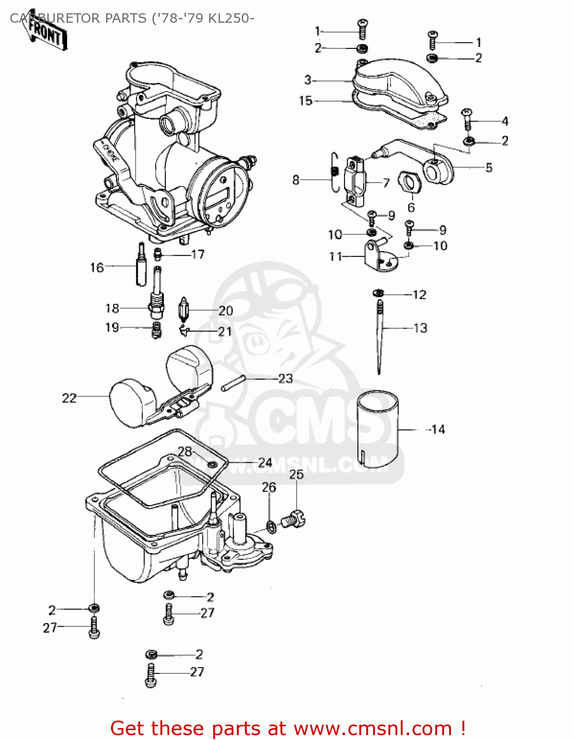 CARBURETOR PARTS ('78-'79 KL250- KL250A4 KLR250 1981 CANADA