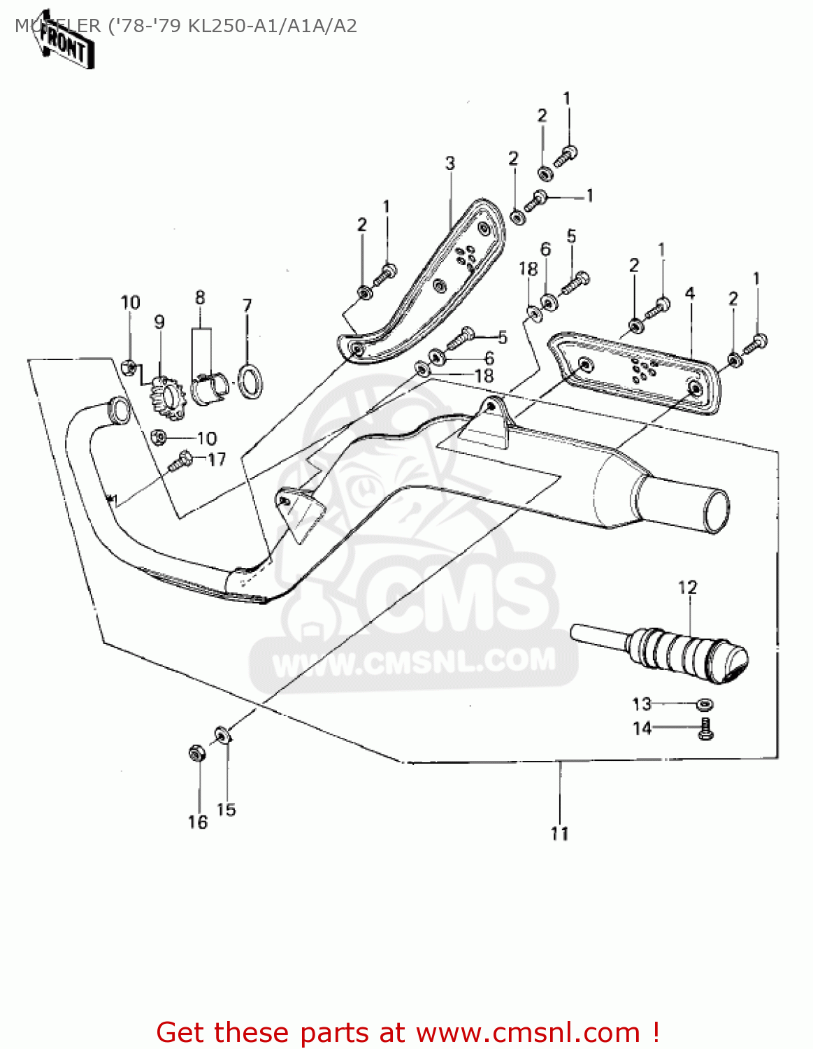 MUFFLER ('78-'79 KL250-A1/A1A/A2 KL250A4 KLR250 1981 CANADA