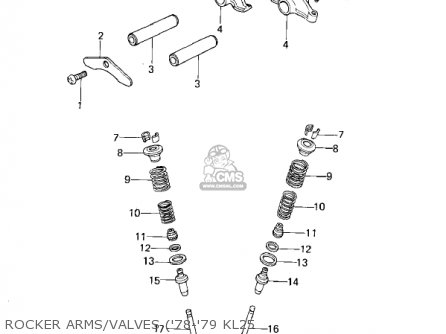 ROCKER ARMS/VALVES ('78-'79 KL25 - KL250A4 KLR250 1981 CANADA