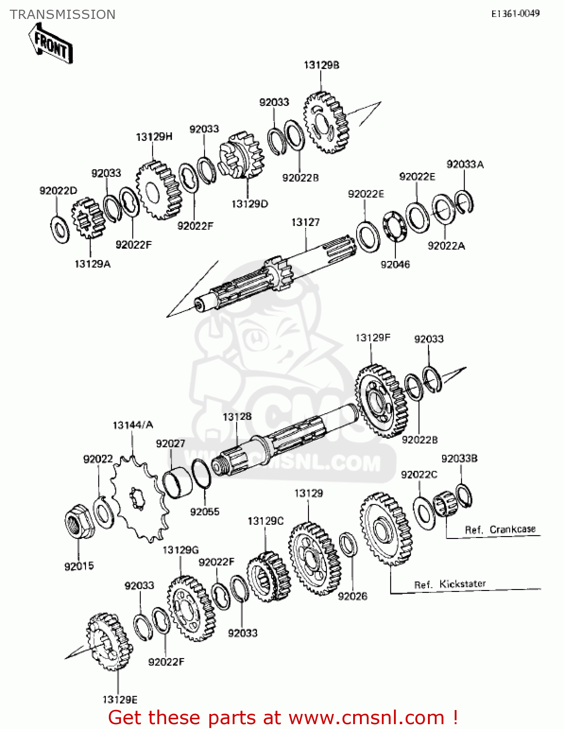 Kawasaki KL250A5 KLR250 1982 USA CANADA TRANSMISSION - buy original ...