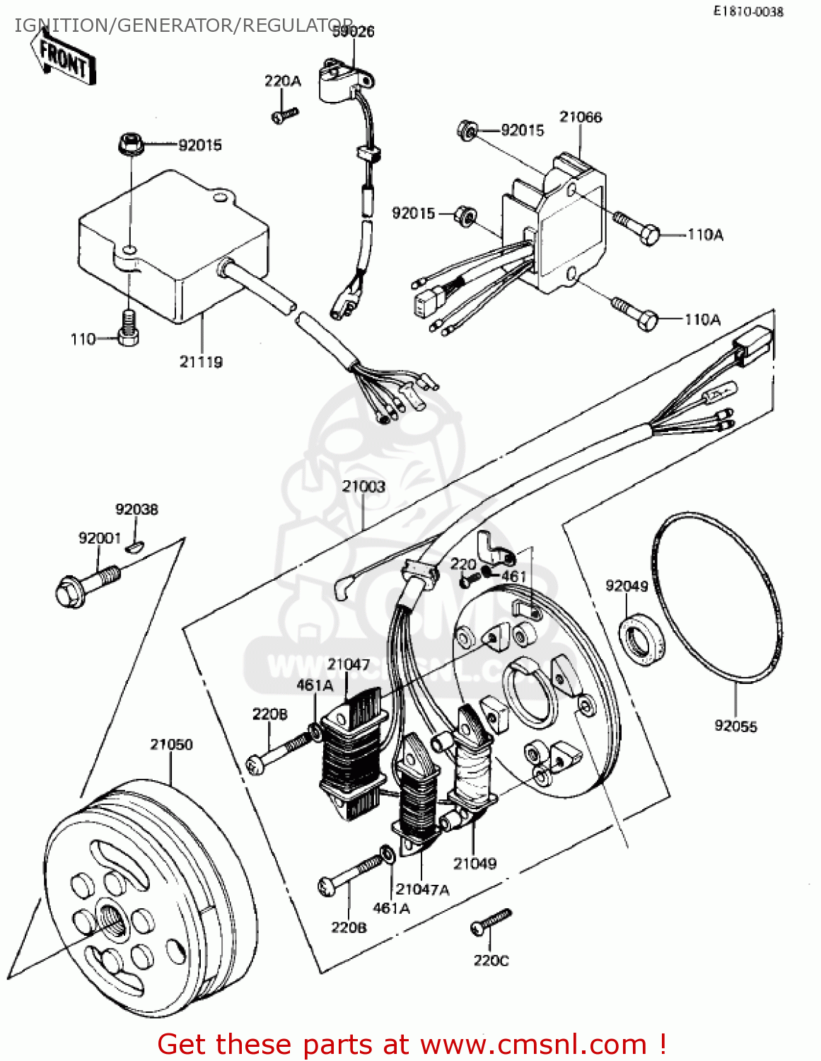 IGNITION/GENERATOR/REGULATOR KL250A5 KLR250 1982 USA CANADA