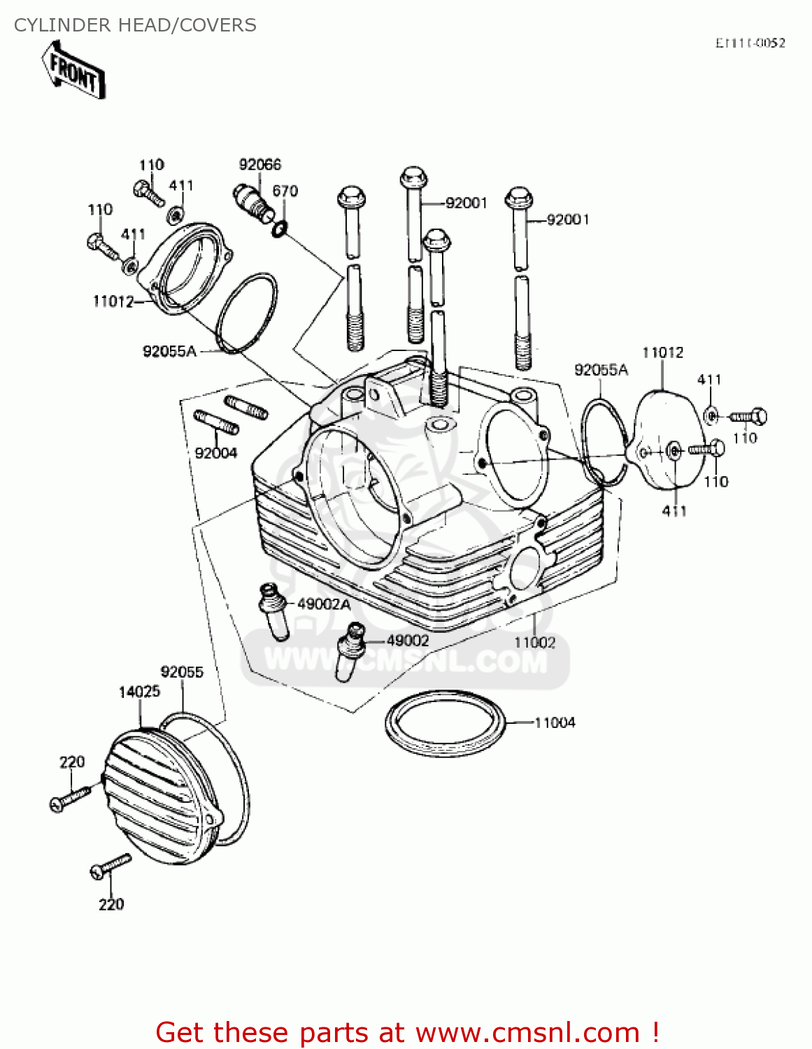 CYLINDER HEAD/COVERS KL250A5 KLR250 1982 USA CANADA