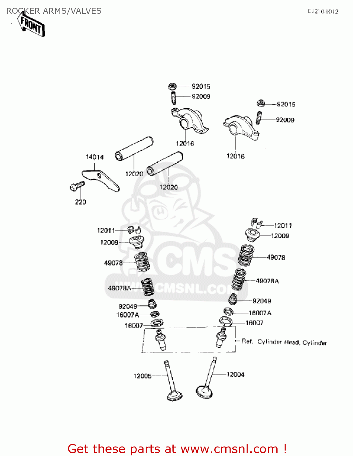 ROCKER ARMS/VALVES KL250A5 KLR250 1982 USA CANADA