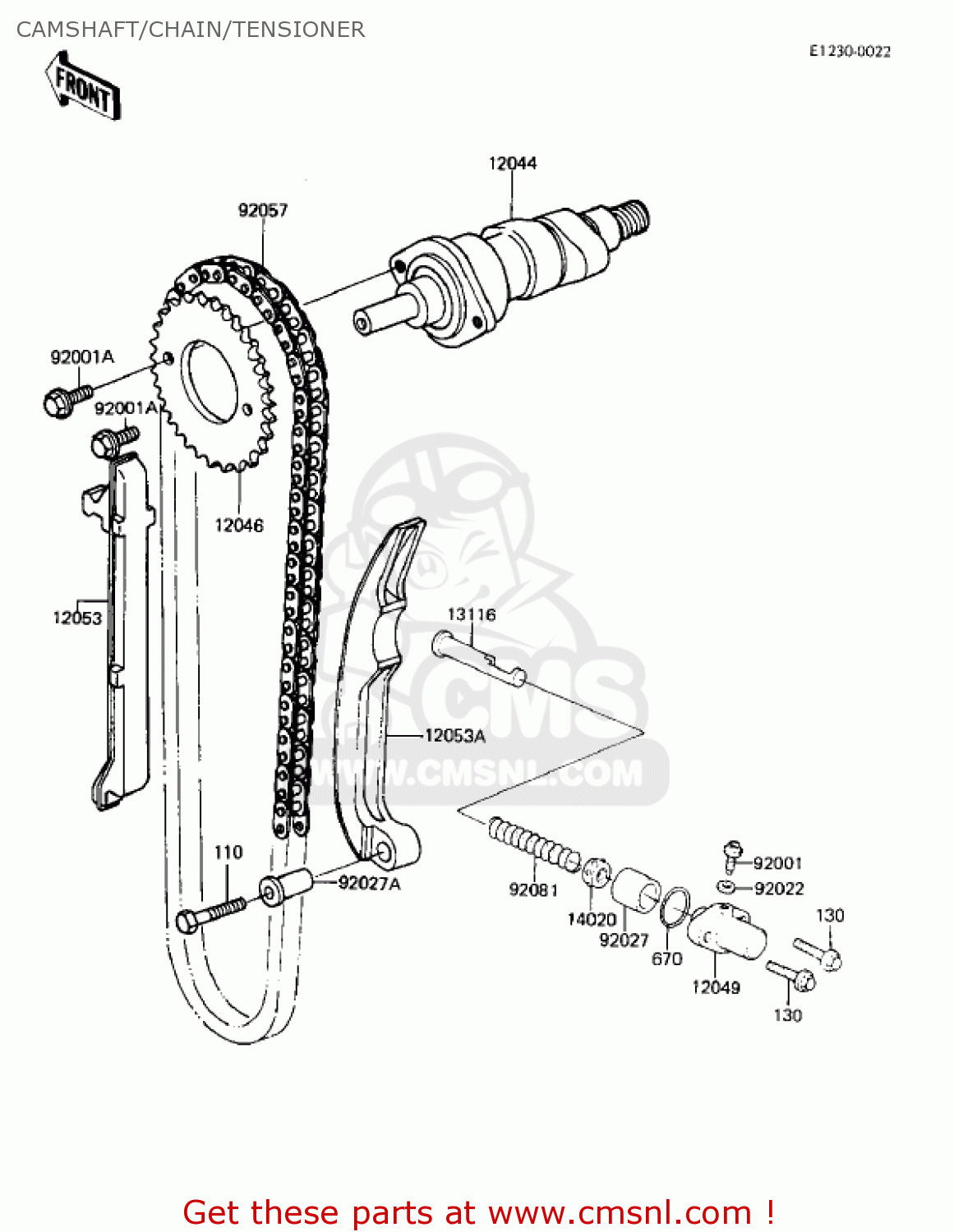 CAMSHAFT/CHAIN/TENSIONER KL250A5 KLR250 1982 USA CANADA