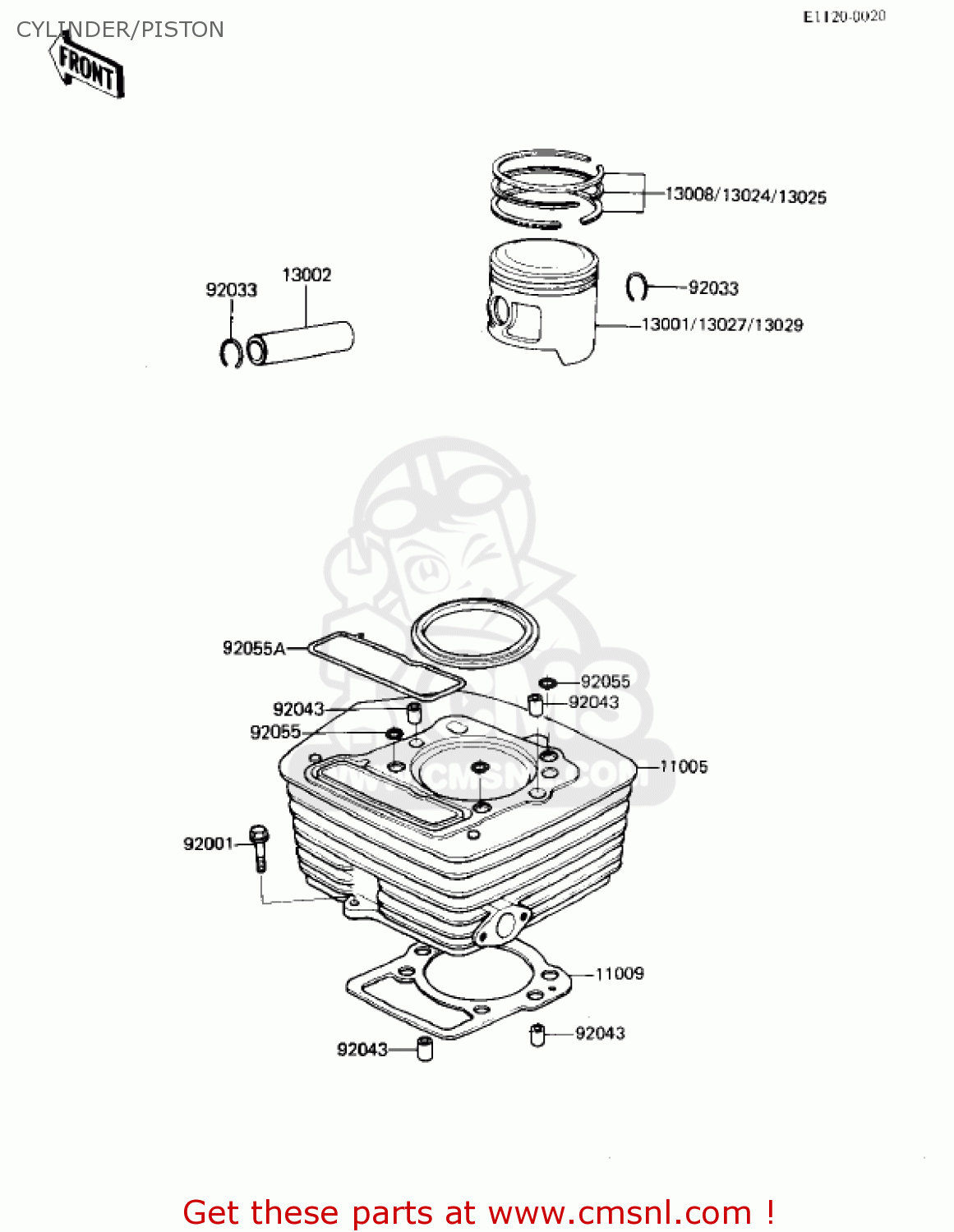 CYLINDER/PISTON KL250A5 KLR250 1982 USA CANADA