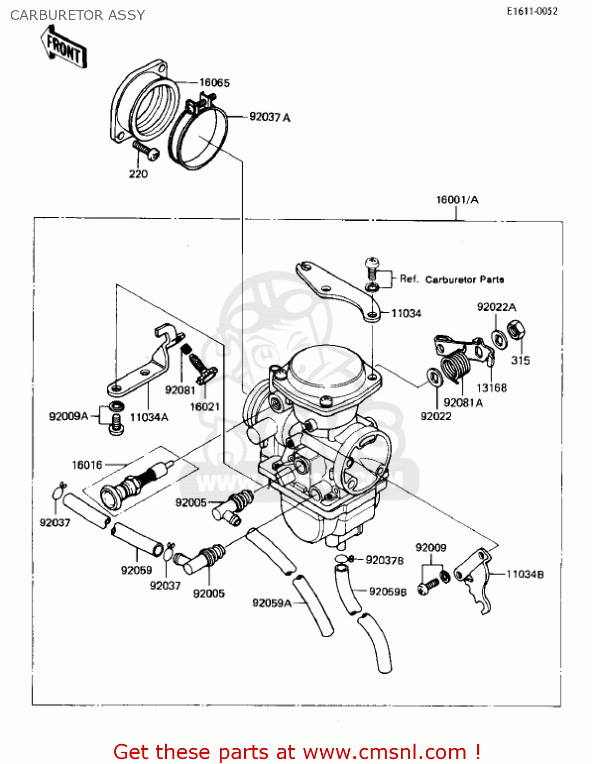 CARBURETOR ASSY KL250A5 KLR250 1982 USA CANADA