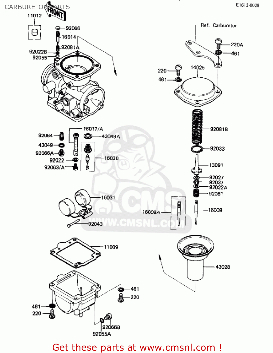 CARBURETOR PARTS KL250A5 KLR250 1982 USA CANADA