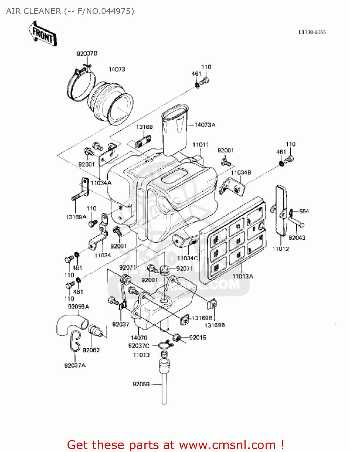 AIR CLEANER (-- F/NO.044975) KL250A5 KLR250 1982 USA CANADA