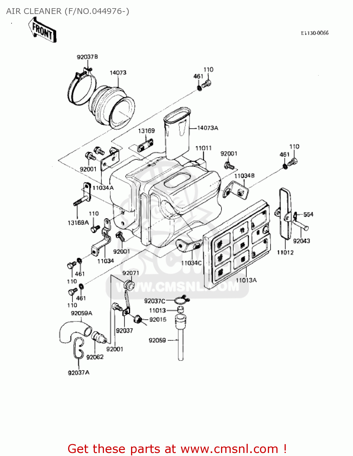 AIR CLEANER (F/NO.044976-) KL250A5 KLR250 1982 USA CANADA