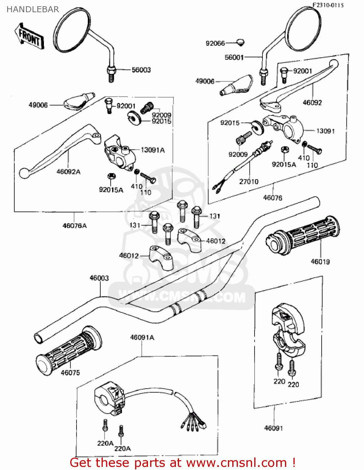 HANDLEBAR KL250A5 KLR250 1982 USA CANADA