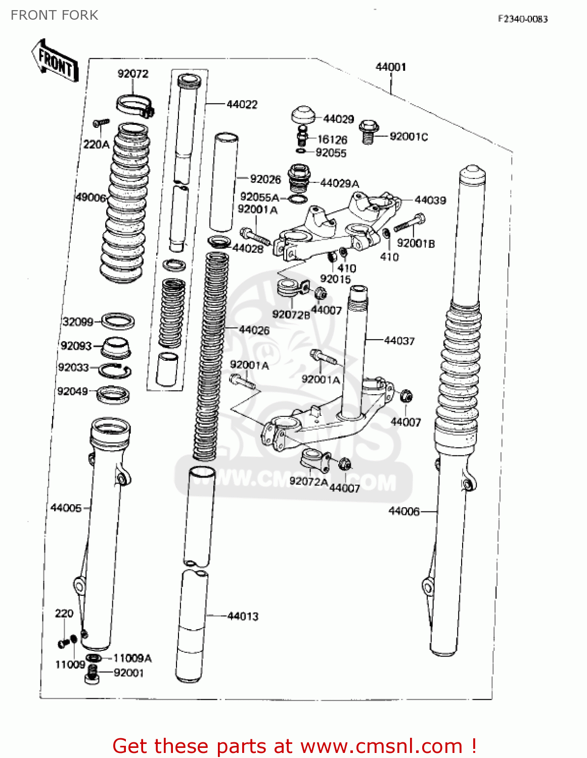 FRONT FORK KL250A5 KLR250 1982 USA CANADA